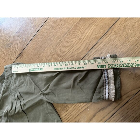 ILLA ILLA Green Size Large Fringe Embroidered Tencel Dress‎ Boho Hippie Peasant - Picture 8 of 11